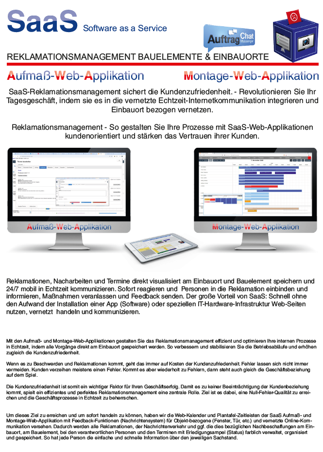 Reklamationsmanagement SaaS Fenster Tr