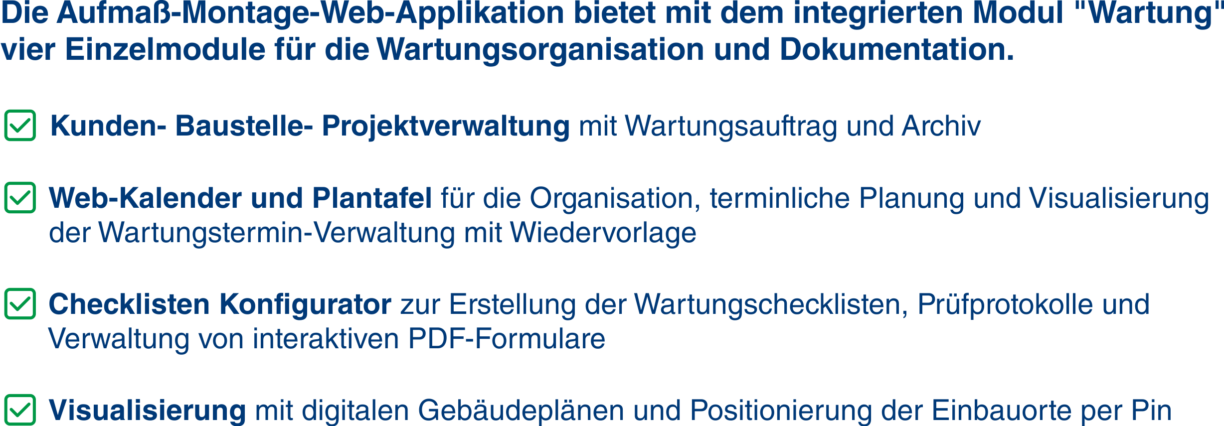 Module Wartung Fenster T�r mit Checklisten