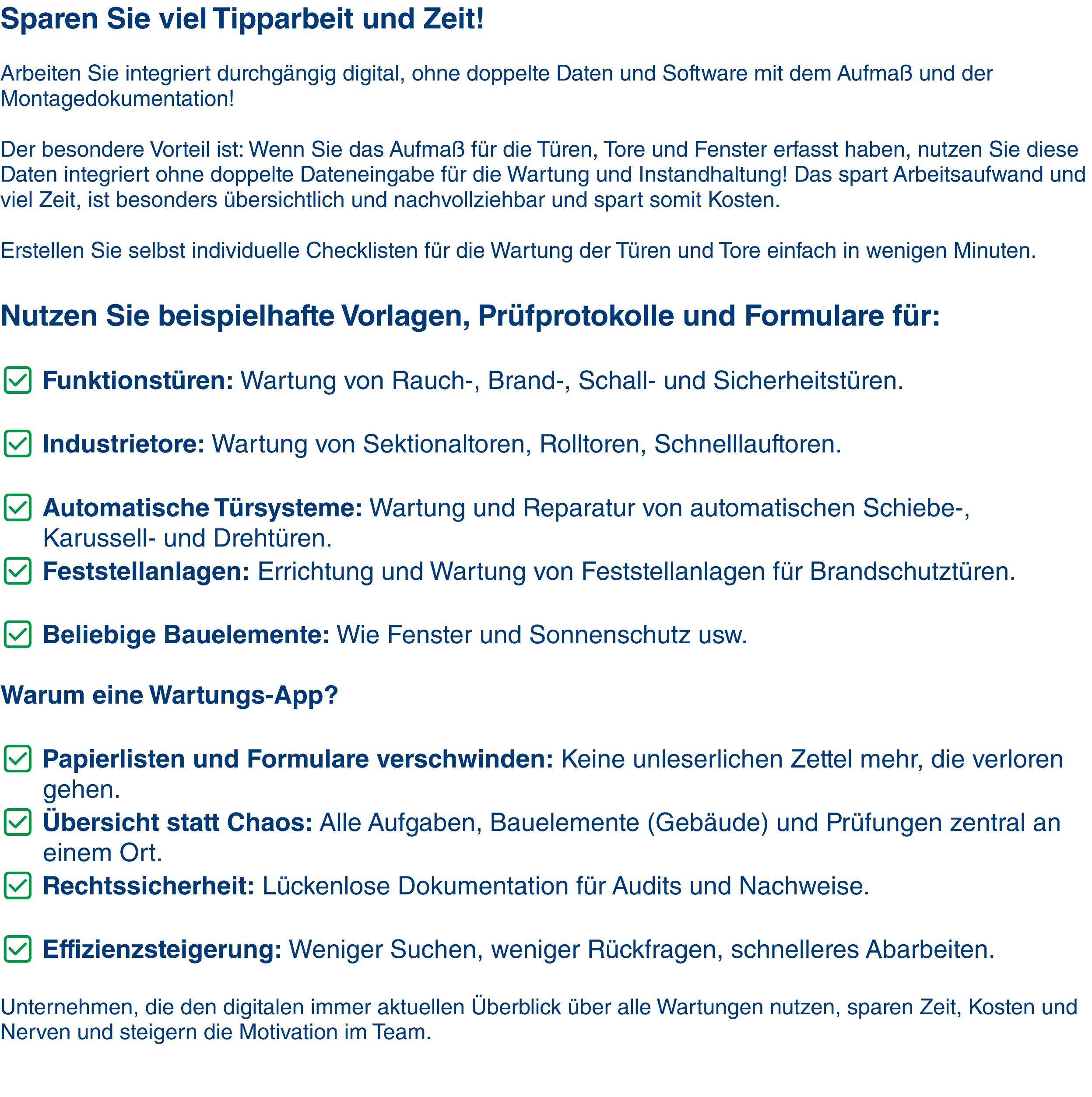 Zeit sparen Wartungen
