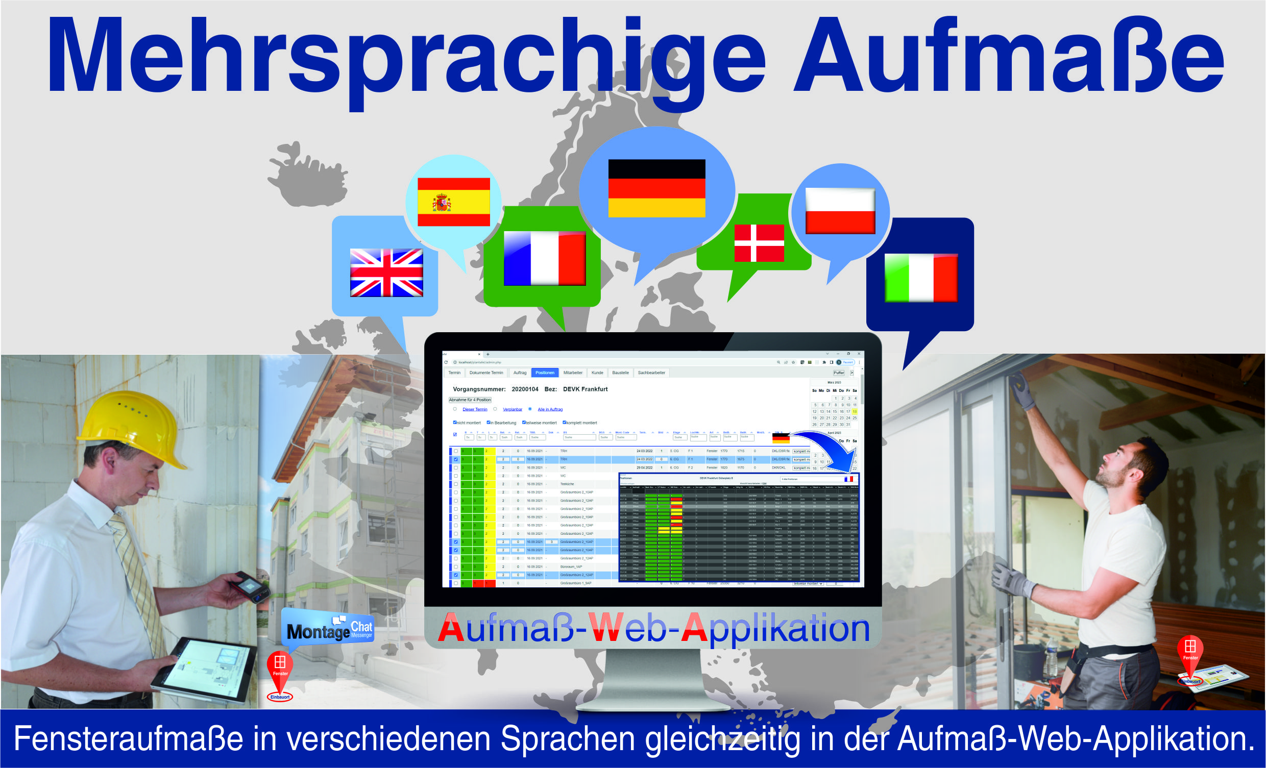 Fensteraufma Montage Sprachen
