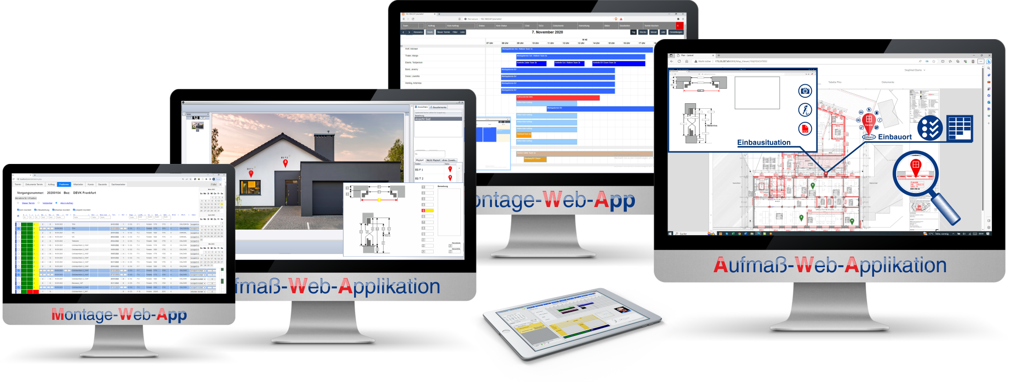 Aufma Web Applikation Bildschirme