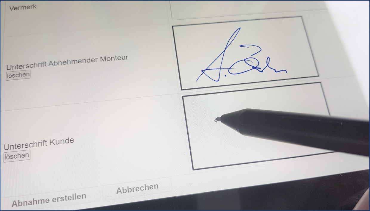 Unterschrift Abnahme rechtssicher