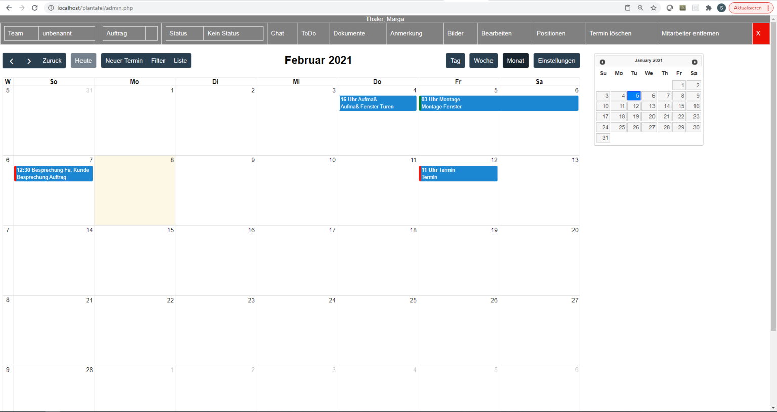 Kalender Plantafel Monat
