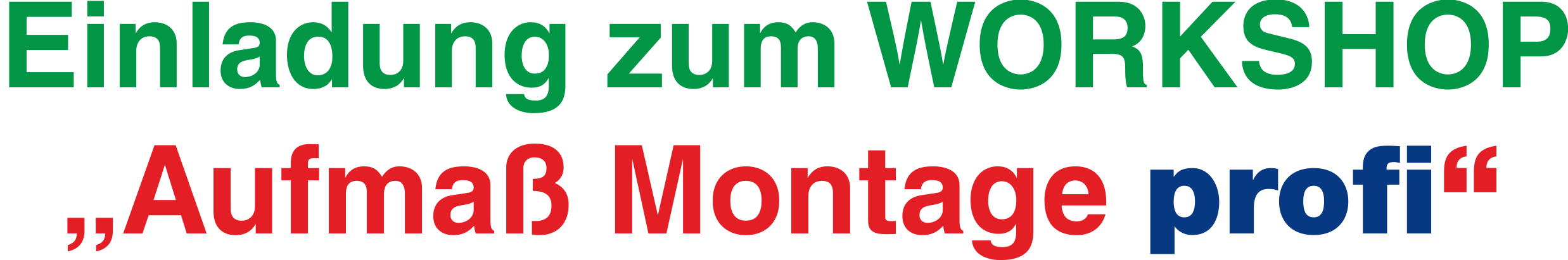 Einladung Aufma� Montage Profi Workshop